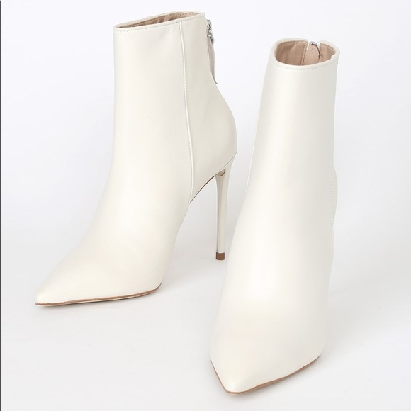 Steve Madden Shoes - Via Off White Leather High Heel Ankle Boots